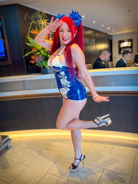 Madelyn Greco in a blue sequined costume