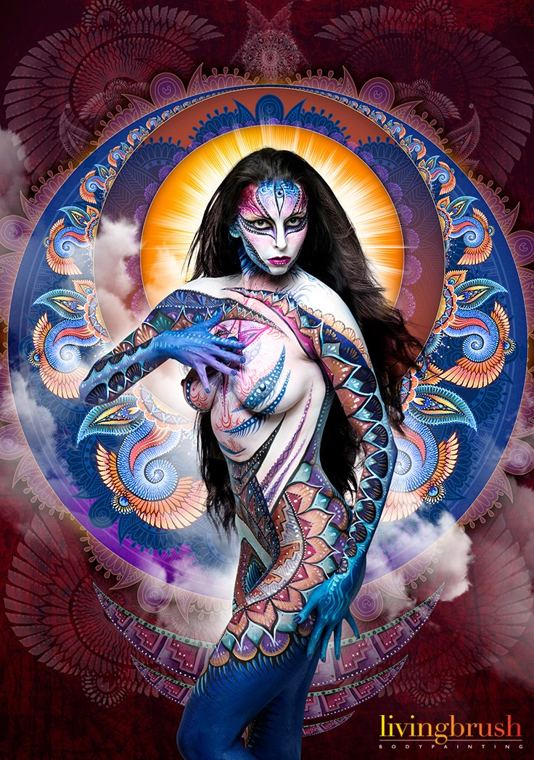 The blue and violet piece in a second pose