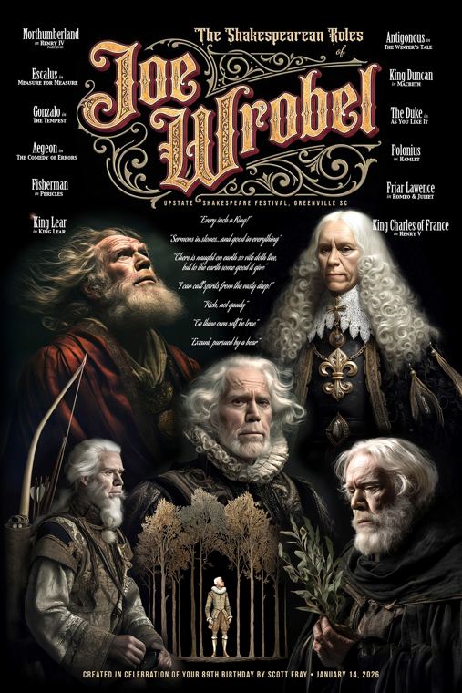 Theatrical poster celebrating an actor’s Shakespearean roles