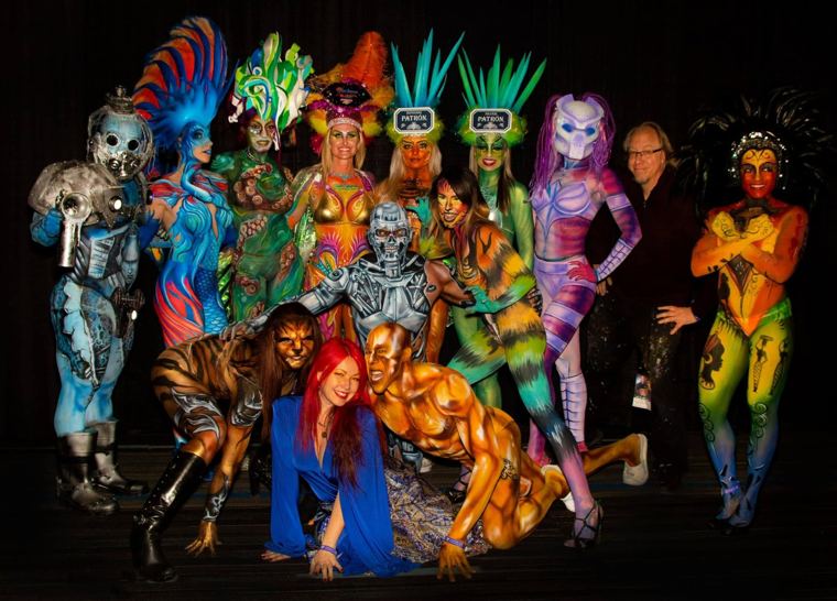 A group of painted models at the festival