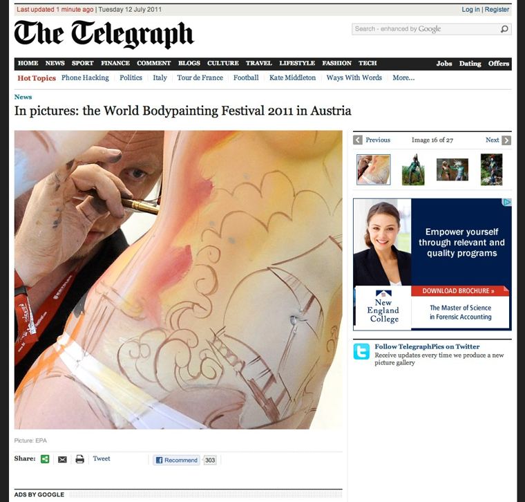 The Telegraph (London) coverage: In pictures: the World Bodypainting Festival 2011