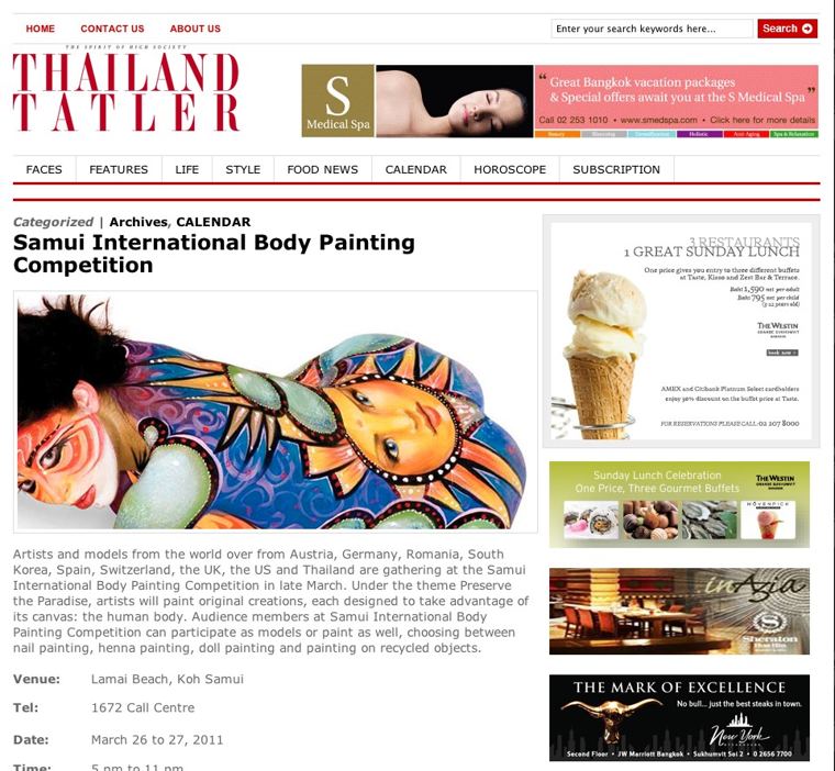 Thailand Tatler coverage: Samui International Body Painting Competition