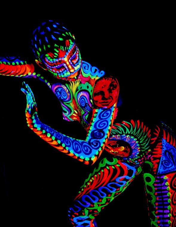 Full body design glowing in neon colors
