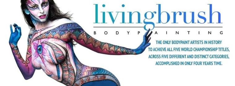 LivingBrush banner: the only bodypaint artists in history to achieve all five world championship titles